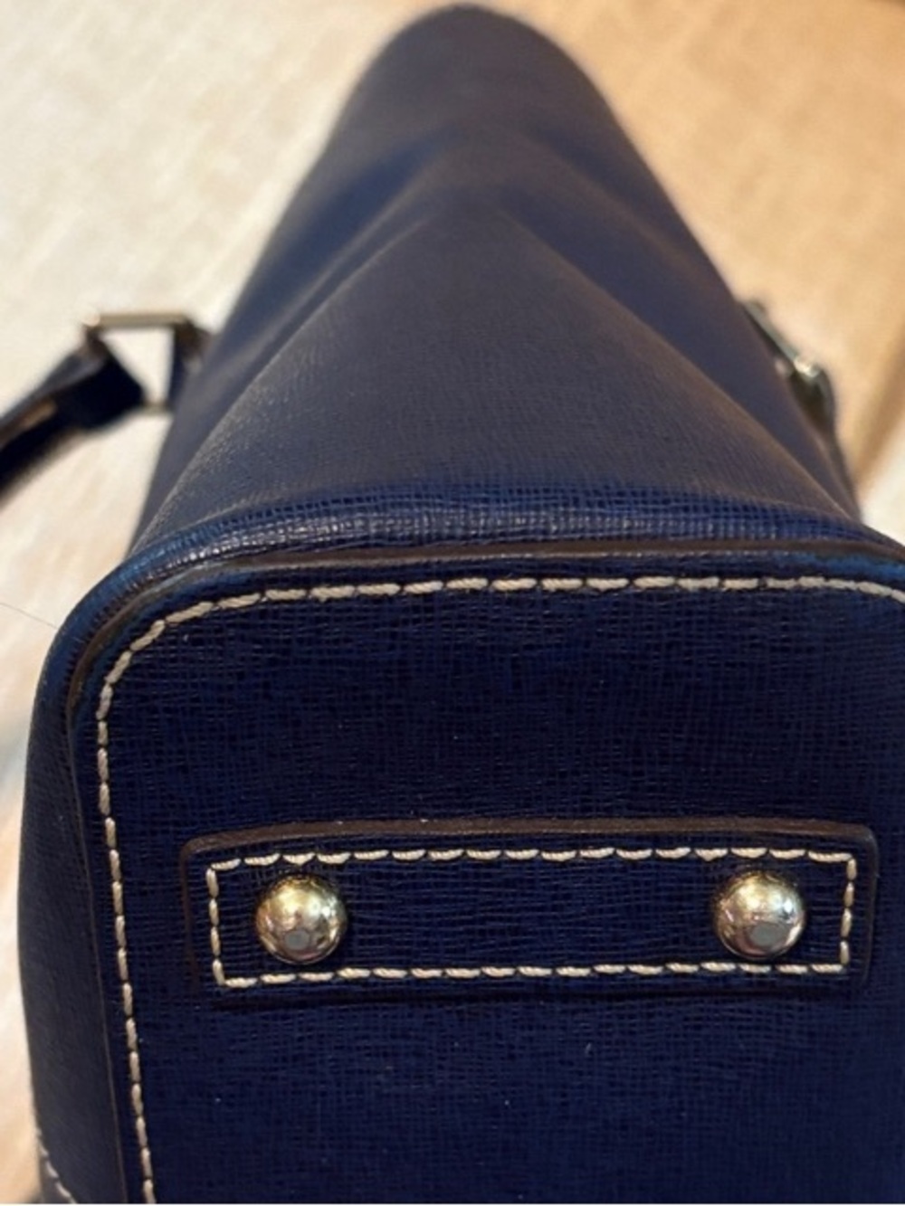 Dooney & Bourke Navy Leather Structured Tote - Picture 12 of 14